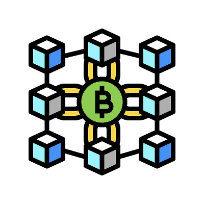 区块链金融技术颜色图标矢量插图