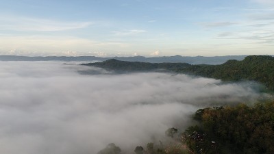 早晨有美丽云彩的小山