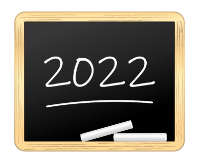 2022. 黑板上用粉笔写的数字。矢量图标。