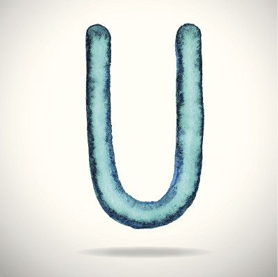 水彩字母U