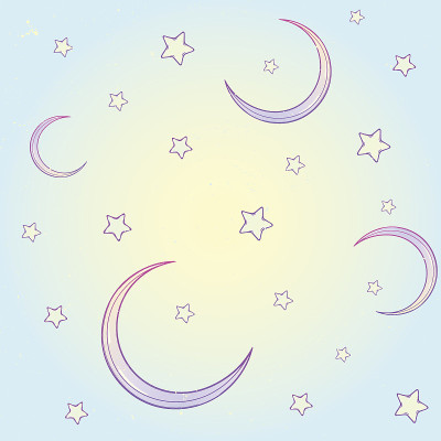 柔和的哥特式月亮和星星无缝图案
