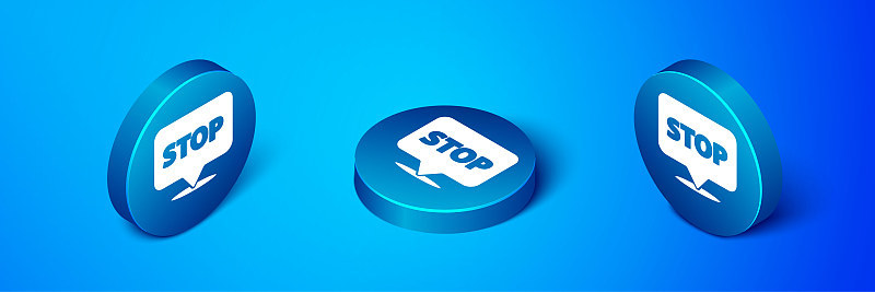 Isometric Protest icon isolated on blue background