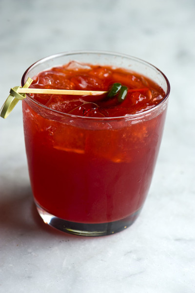 Spicy strawberry margarita.  Cocktails. Alcoholic 