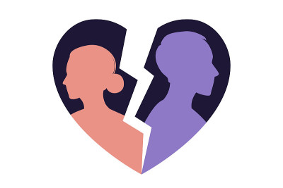 男人和女人在吵架。夫妻之间的冲突。分歧,关系的麻烦。离婚观念，家庭误解。向量。平