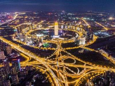 郑州CBD夜景鸟瞰图