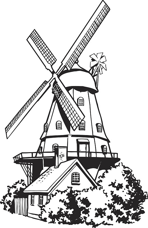 荷兰风车矢量剪贴画