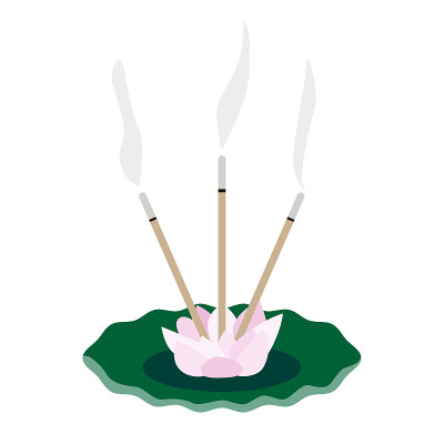 Lotus incense burner holder icon element. Vector