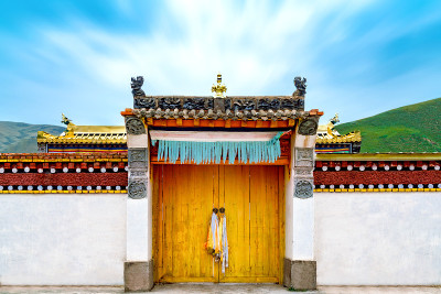 中国青海省阿柔寺。中国藏传佛教寺庙