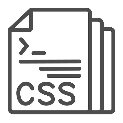 Css代码文档文件线图标，编程概念，Css文档矢量符号在白色背景上，轮廓风格图标为移动概念和网页设计
