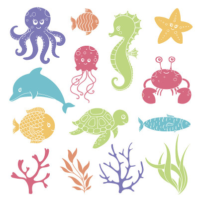 可爱的海洋生物矢量