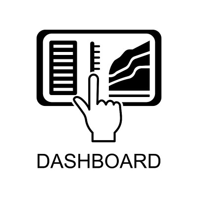 仪表板图标。软件开发元素以移动概念和web应用命名。详细的仪表板图标可以用于网络和移动