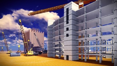 日落时的建筑工地