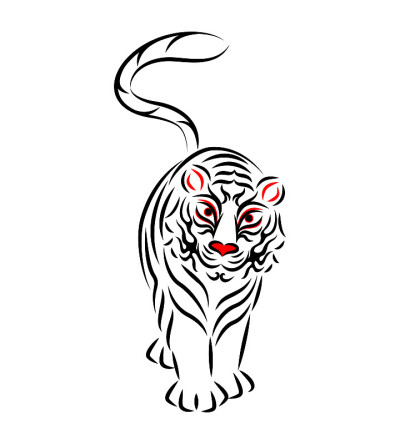 白虎白虎插画日本传统表演艺术歌舞伎舞台化妆熊田设计矢量白虎插画。日本传统表演艺术。歌舞伎舞台妆。Ku