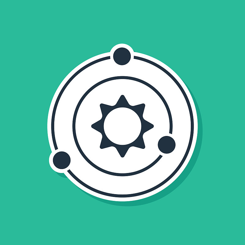 Blue Solar system icon isolated on green backgroun_模板素材-稿定设计