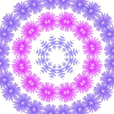 圆形的紫色花朵，设计元素