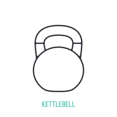 Kettlebell with handle on top outline icon. Vector