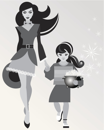 妈妈，女孩，金罐