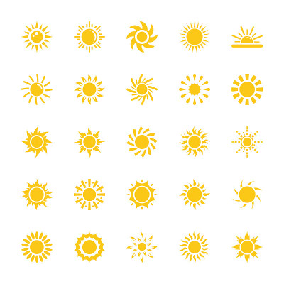 太阳平面图标集