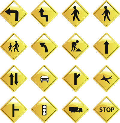 黄色道路标志图标集
