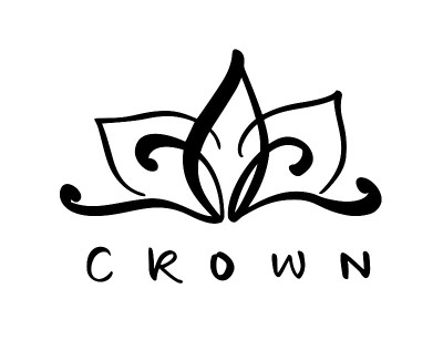 手写的一个程式化的图标皇冠和书法字皇冠的符号。矢量插图孤立在白色上。标志设计
