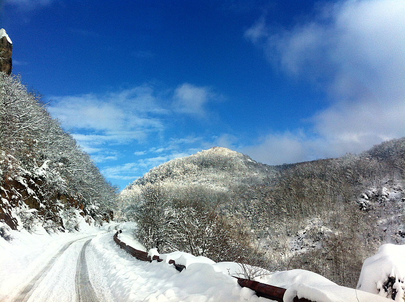 马其顿国家公园的雪路