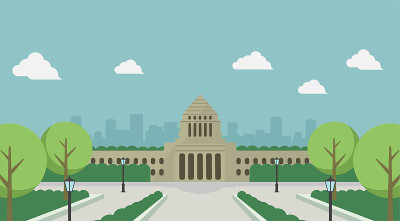 日本国会大厦矢量横幅插图