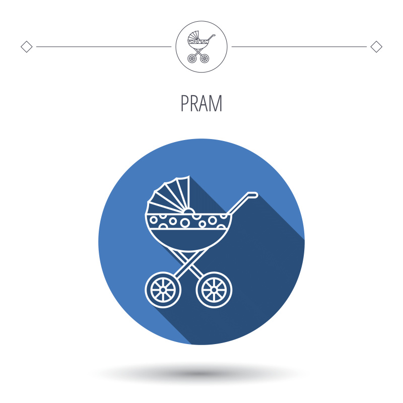 婴儿车图标。刚出生的婴儿推车的迹象。预览效果