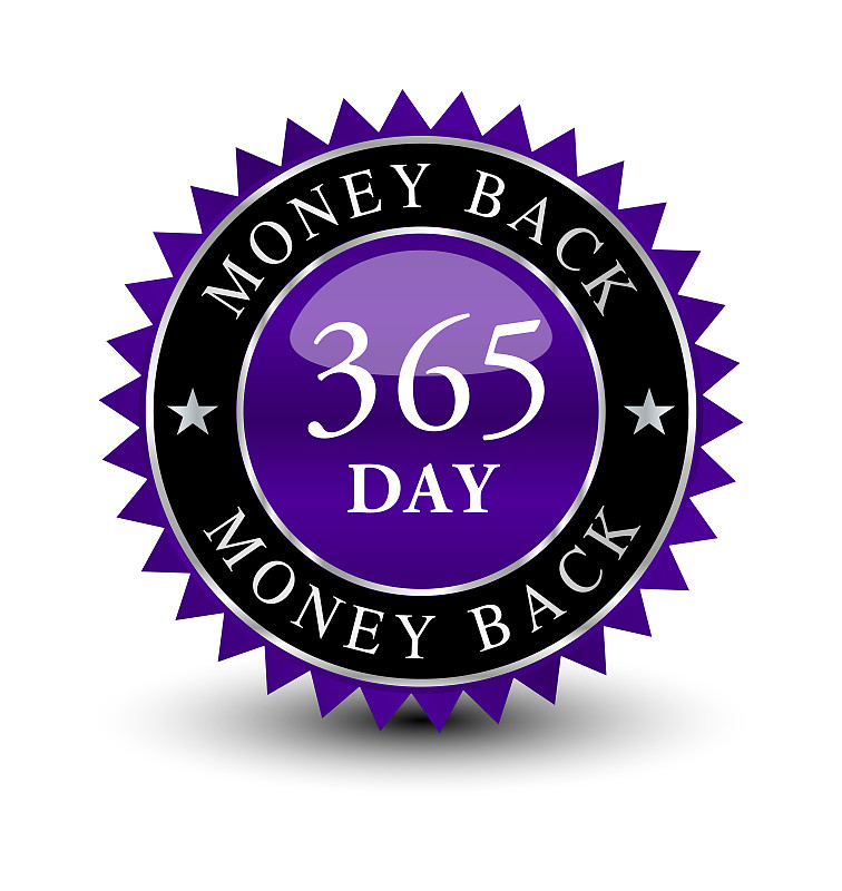 Purple colored seal, sign, label, icon 365 day / 1