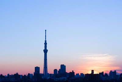 黄昏的城市和东京天空树