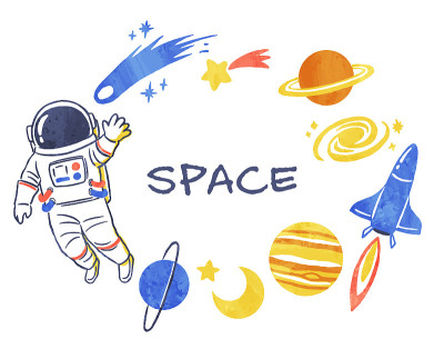 太空和行星的手写插图