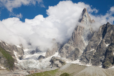 冰川和Aiguille du Dru