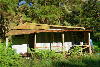 新西兰，猎人在野外使用的小屋。