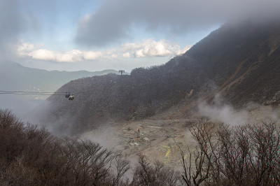 日本富士火山的大浪谷