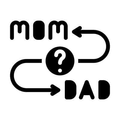 搜索妈妈或爸爸离婚后字形图标矢量插图