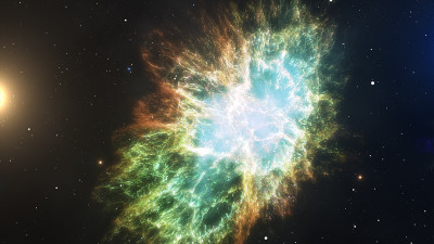 飞行在外太空之间的星星和星云3d插图