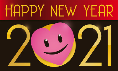 可爱的问候与微笑的心新年庆祝2021年