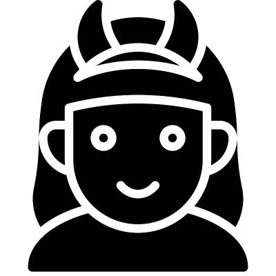 恶魔女孩化身，万圣节服装矢量插图