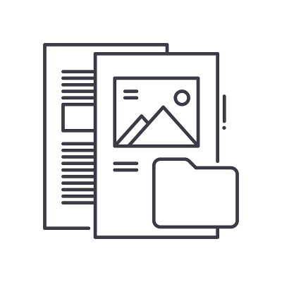 File type icon, linear isolated illustration, thin