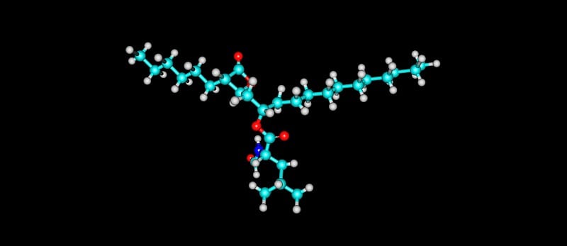 奥利司他的分子结构孤立在黑色