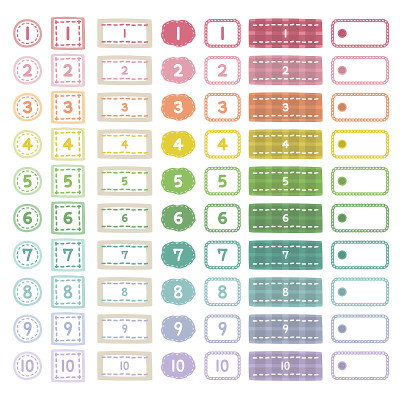 Set of sewing style numbers