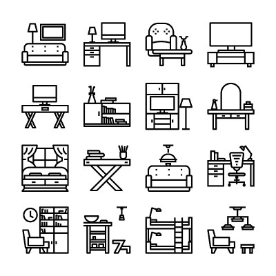 室内家具矢量图标集