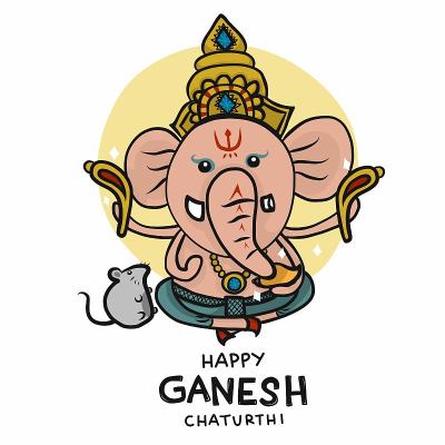 Ganesh and mouse cartoon vector illustration