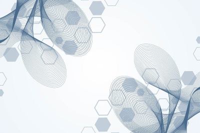 科学网络格局，连接线与点。技术六边形结构或分子连接元件。