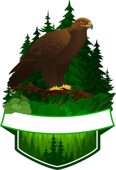 vector woodland emblem with  golden eagle
