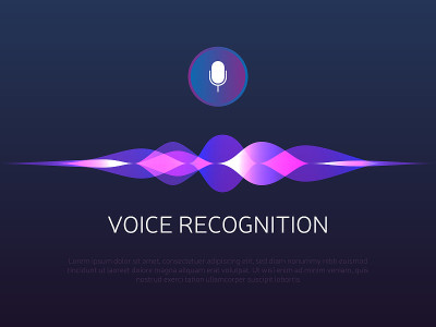 Voice recognition. Sound waves and microphone. Per