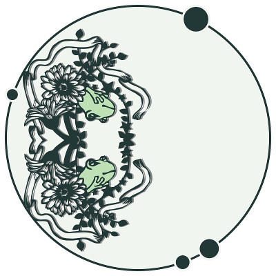 青蛙和植物的圆形插图