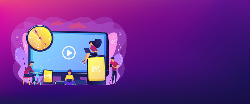 Screen addiction concept banner header.