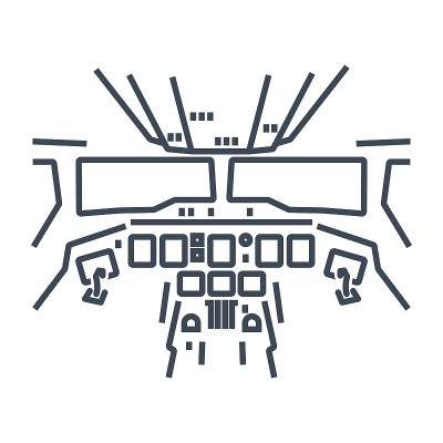 驾驶舱内的细线图标客机
