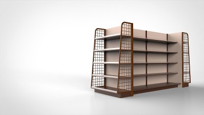 商店货架棕色右3d渲染