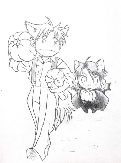 动画风格的绘画。这是日本动漫风格的一个虚构人物，一只小女孩猫的形象。